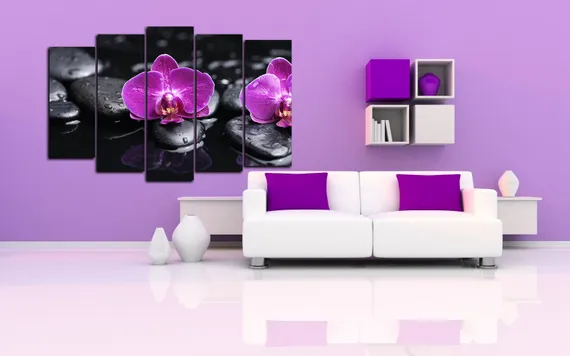 Модульная картина "Орхидея на камнях"