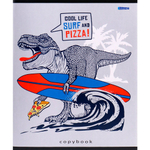 Тетрадь 96л., А5, клетка, Проф-Пресс "Клёвые тираннозавры", скрепка, мелованная обложка, 4 дизайна в коробе