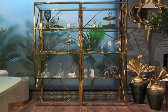 GY-SH8711GOLD Стеллаж стекло прозр/золото 80*35*180см