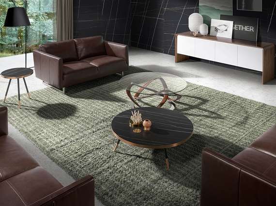 Журнальный столик Angel Cerda 2064, Ø100 см, стекло, массив ореха