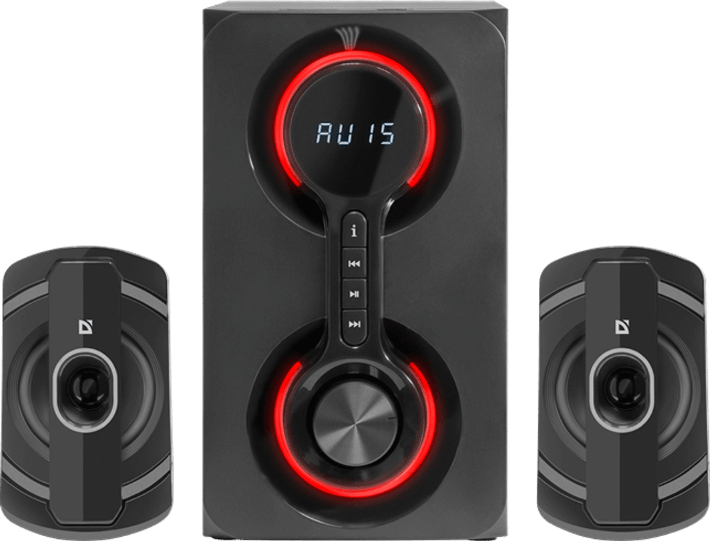 Колонки Defender Eclipse (2.1) - Black, 40Вт (2х10+20) RMS, 40Hz-20kHz, SD, USB, FM, MP3, LED