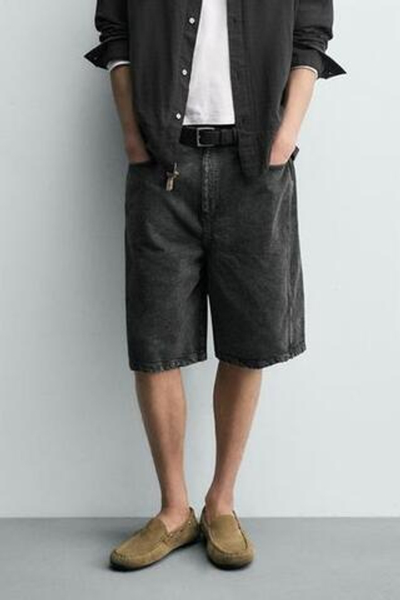 ZARA ШОРТЫ BAGGY FIT, УГОЛЬНЫЙ