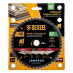 Пильный диск по дереву ф165 х 20 мм, 48 зубьев, тонкий Denzel