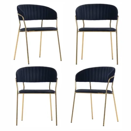 Комплект из 4-х стульев Bradex Home Turin чёрный с золотыми ножками