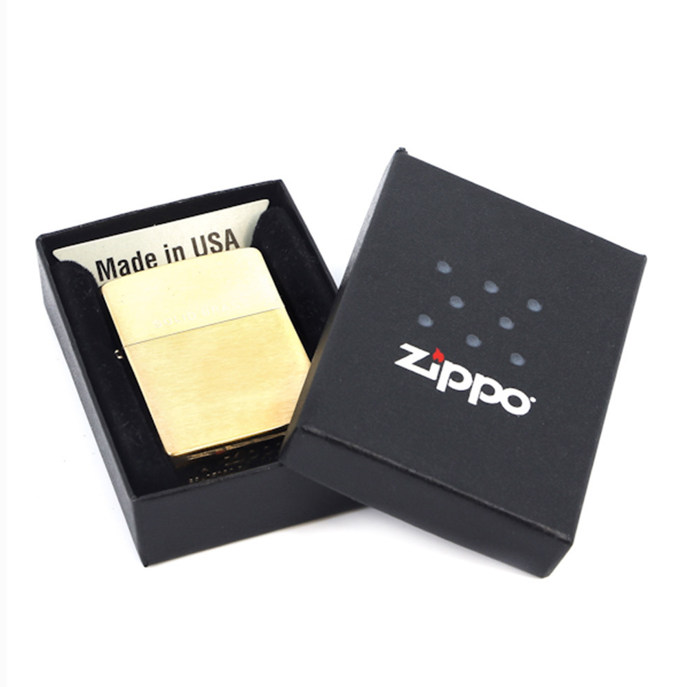 Зажигалка Zippo с покрытием Brushed Brass, медь/сталь, золотистая, матовая, 36x12x56 мм