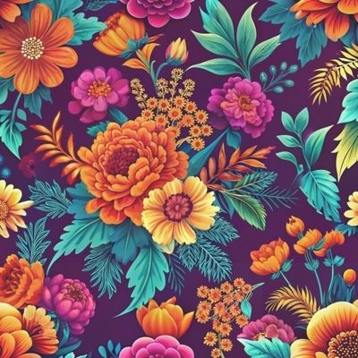 Цветочный яркий принт