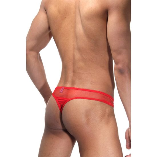 Трусы мужские тонги красные с прозрачным поясом LaBlinque LB15088