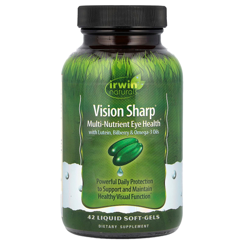 Irwin Naturals, Vision Sharp, комплексная питательная добавка для здоровых глаз, 42 мягкие желатиновые капсулы с жидкостью