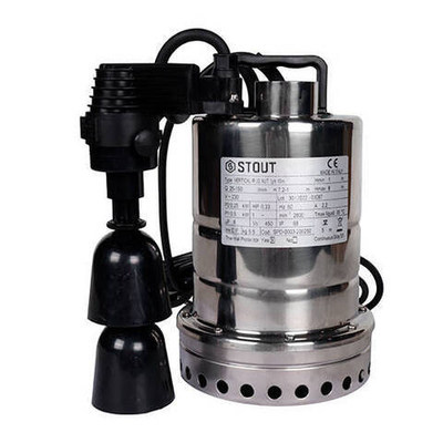 Насос дренажный STOUT SPD - 0,25 кВт (Hmax 7,2 м, Qmax 150 л/мин, с вертикальным поплавком)