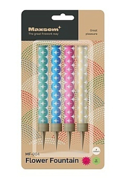 Свеча Фонтан для торта Цветное пламя 30 сек. Ассорти 10 см. 4 шт.