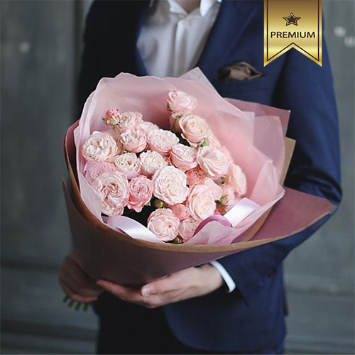 Купить Букет 9 кустовых пионовидных роз Madam Bombastic