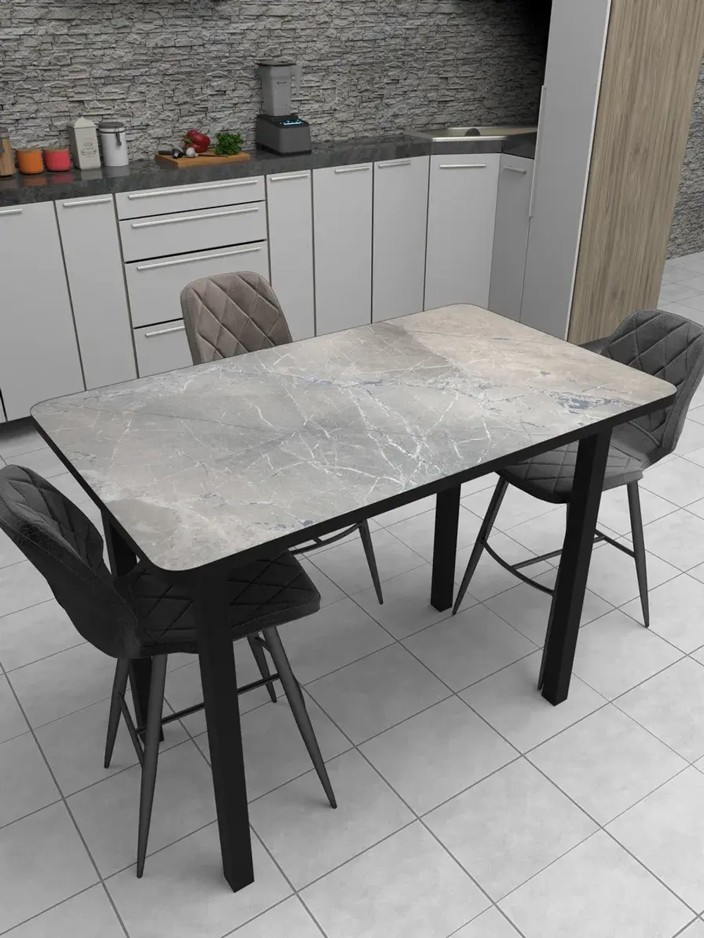 Обеденный стол "Мрамор Марквина синий" 100х70 см