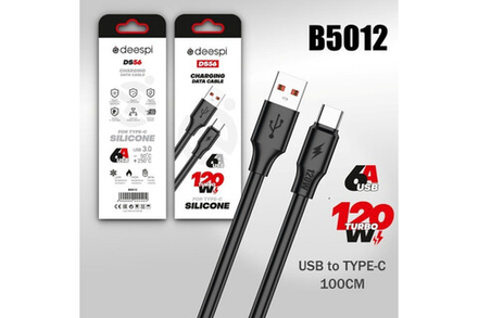 Кабель USB - TypeC DEESPI DS56 Silicone 120W (черный) 1м