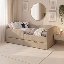 Кровать детская односпальная от 3-х лет 160х80 с бортиком и ящиком (милк балу)