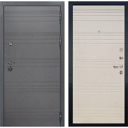 Входная металлическая дверь Лекс Сенатор 3К с шумоизоляцией Софт Графит / №63 Дуб фактурный крем