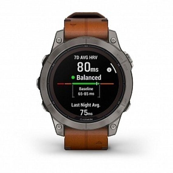 Garmin Fenix 7 Pro Sapphire Solar – титан, коричневый кожаный ремешок