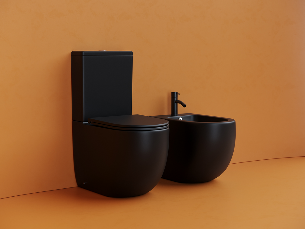 Напольный пристенный унитаз Metropol смыв Торнадо черный матовый CN4001TMB