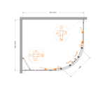 Душевой уголок Cezares MOLVENO-RH-2-120/100-C-GM-IV, 120х100х195, профиль оружейная сталь, прозрачное стекло