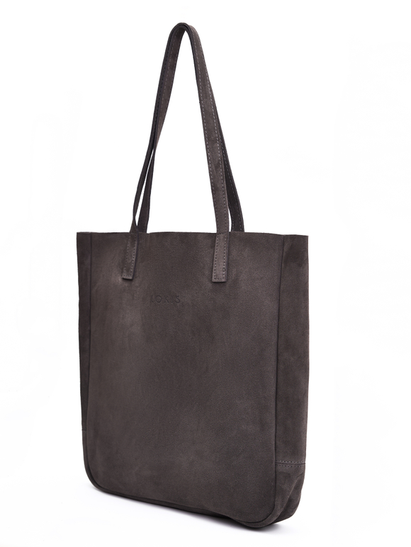 сумка шоппер темно-серый замша