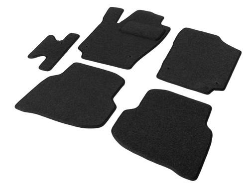 Коврики текстильные в салон автомобиля AutoFlex Business для Volkswagen Polo V поколение седан 2010-2020, графит, с крепежом, 5 частей, 5580101