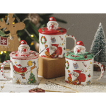 Кружка керамическая 350мл «Санта» с крышкой и ложкой