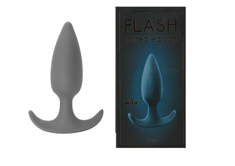 Анальная пробка со смещенным центром тяжести Flash Glow (Цвет: синий)