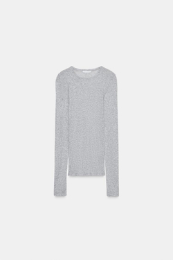 ZARA ФУТБОЛКА ИЗ ХЛОПКА SUPIMA®, СЕРЫЙ МЕЛАНЖ