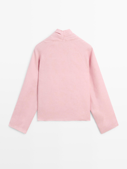 Massimo Dutti Блуза из струящейся льняной ткани внахлест, пастельно-розовый