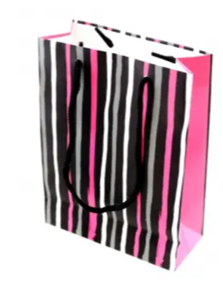 Пакет подарочный матовый Полоски 13,5*18*6 см.