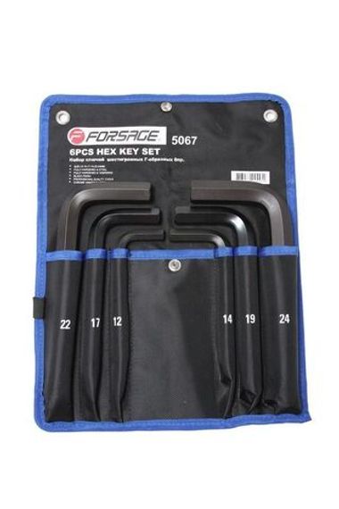 Набор ключей Г-образных 6-гранных 6пр. (12, 14, 17, 19, 22, 24мм)на полотне Forsage F-5067