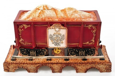 Подарочный цветной штоф с золотом Вагон