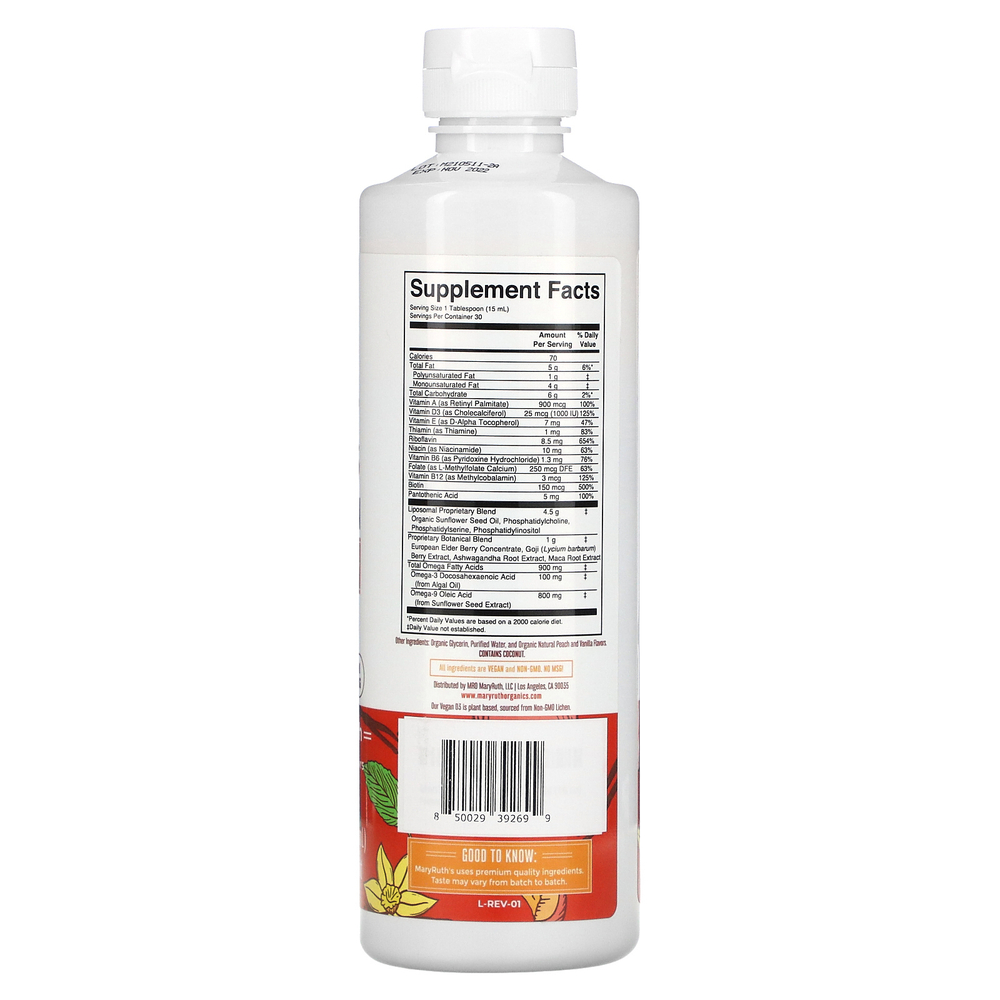 MaryRuth's, Men's Multivitamin Liposomal, Vanilla Peach, 15.22 fl oz (450 ml)