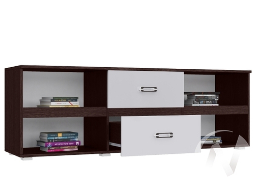 Тумба ТВ Гостиная Ким (венге/белый глянец холодный)