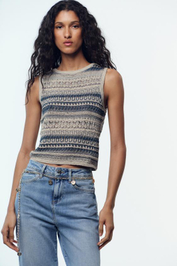 ZARA ДЖИНСЫ Z1975 BOOTCUT С ВЫСОКОЙ ПОСАДКОЙ И РЕМНЕМ-ЦЕПОЧКОЙ, СИНИЙ