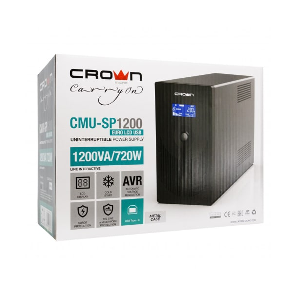 Источник бесперебойного питания  Crown CMU-SP1200EURO LCD USB