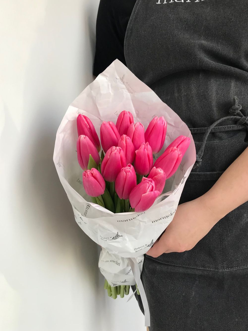 Букет из 15 розовых тюльпанов