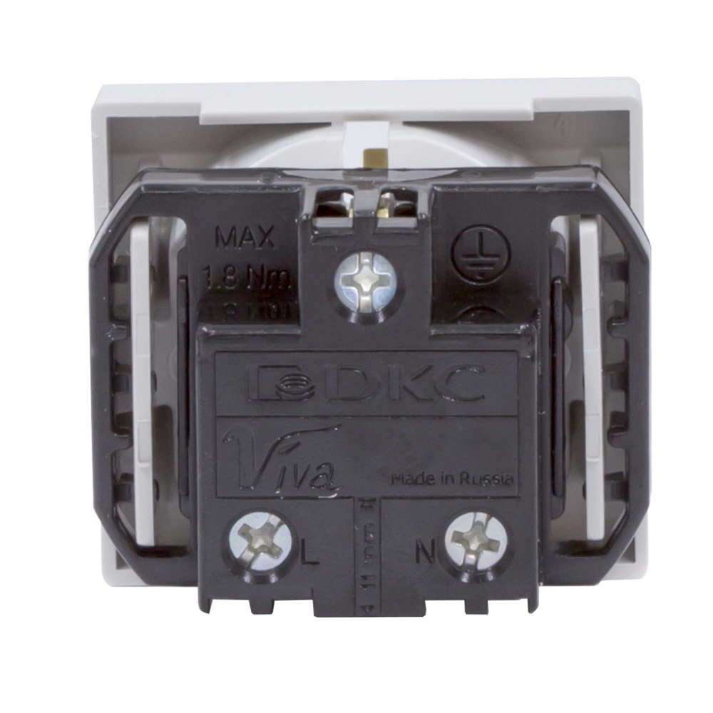 Розетка силовая 2Р+Е, со шторками, «Viva», 2 мод., серая DKC