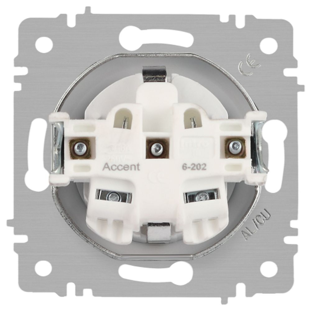 Розетка Intro Accent 6-202-01М 2P+E Schuko 16А-250В IP20 СУ AL/CU белый матовый
