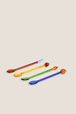 ZARA HOME НАБОР ДЕСЕРТНЫХ ЛОЖЕК ИЗ БОРОСИЛИКАТНОГО СТЕКЛА, ОРАНЖЕВЫЙ