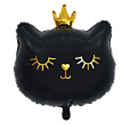 Шар (29"/75 см) Котенок принцесса, черный/ 1 шт (Китай), Б002 / Б003 / Б004