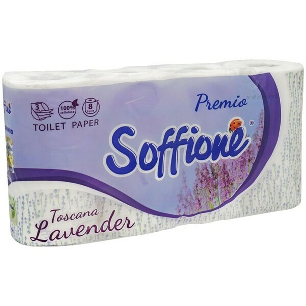 Бумага туалетная SOFFIONE Премиум Тоскана 3 сл., 8 рул., Лаванда