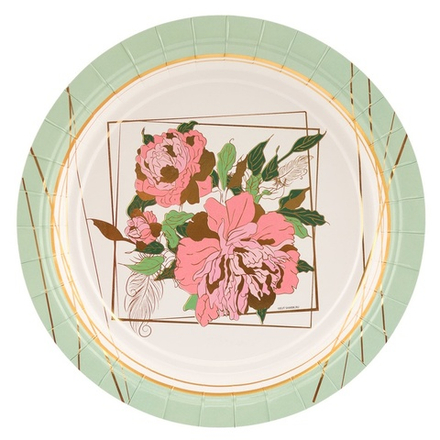Тарелки бумажные «Пионы», 17 см, 6 шт