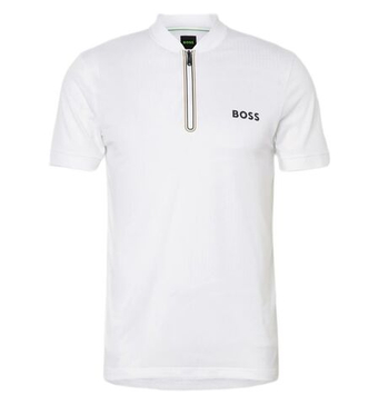 Мужское теннисное поло BOSS TOC Serve 3 Zip - white
