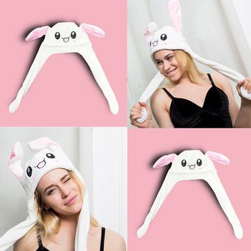 Шапка Зайка с двигающимися ушами (светящаяся)