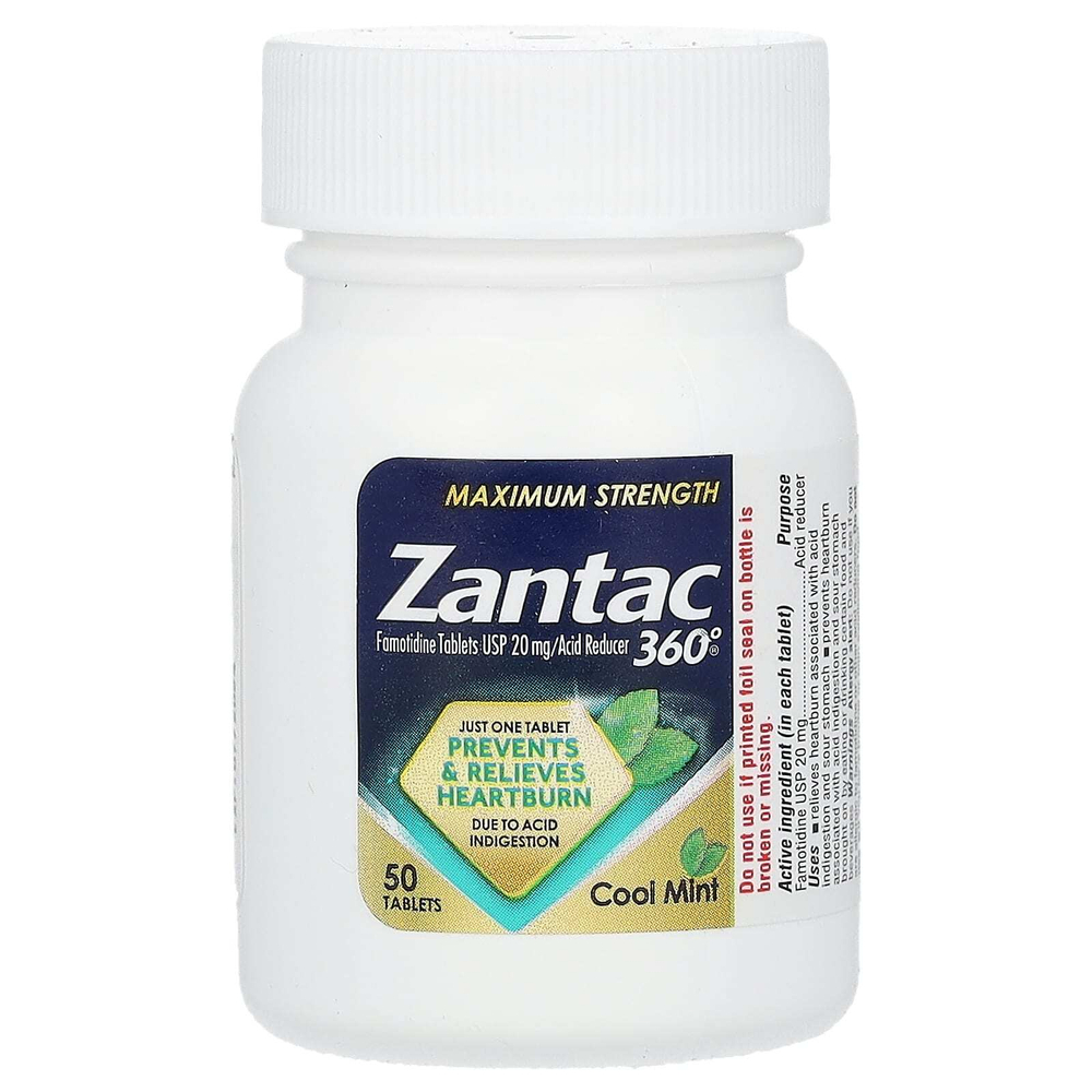 Zantac, 360 °, максимальная сила действия, холодная мята, 20 мг, 50 таблеток