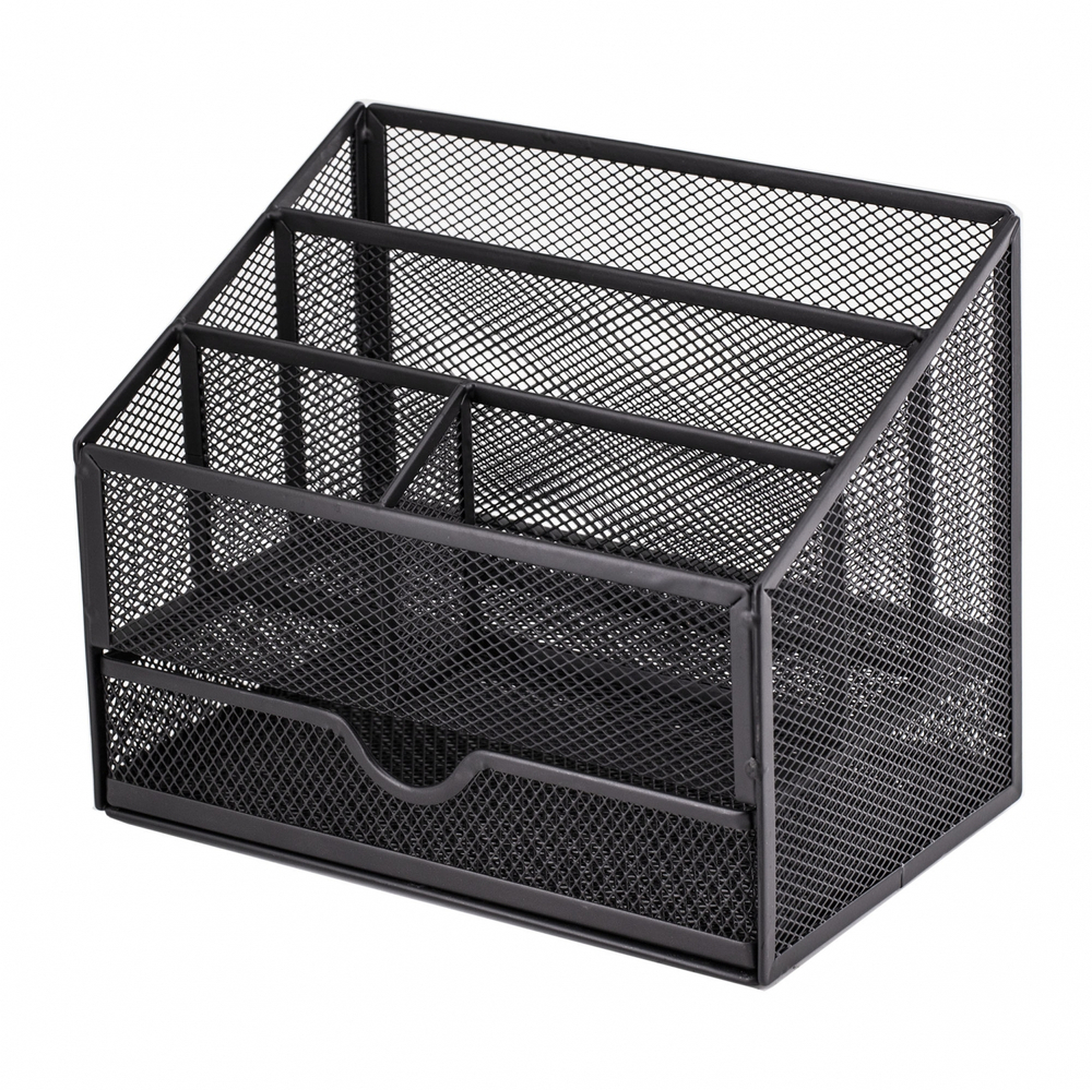 Подставка-органайзер д/канцтоваров, Alingar, металлическая, 23*20*15 см, 5 отделений, выдвижной ящик