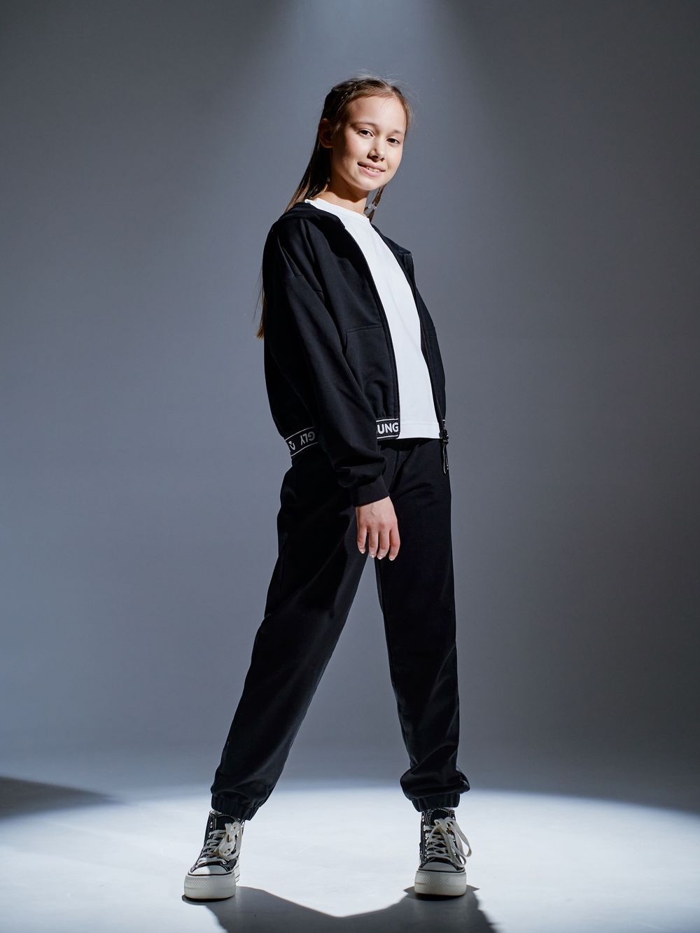 Толстовка облегченная "УГОЛЬ" укороченная подростковая