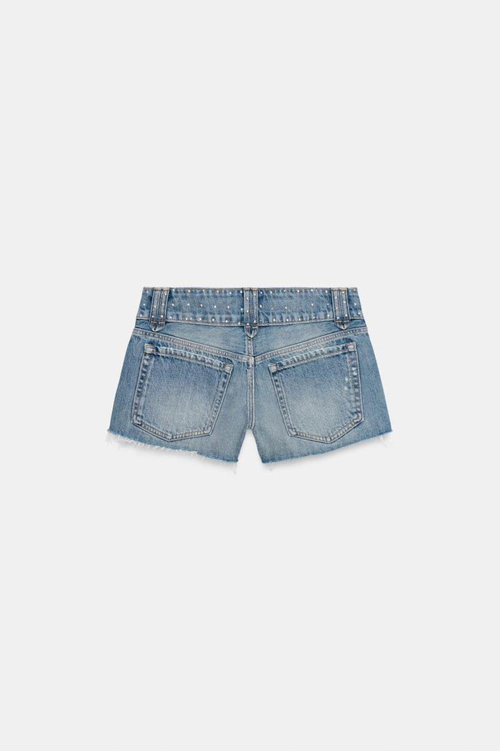 ZARA ДЖИНСОВЫЕ МИНИ-ШОРТЫ TRF С ЗАКЛЕПКАМИ, ИНДИГО