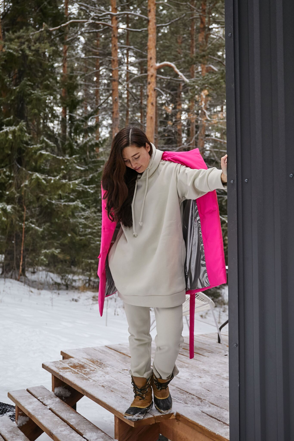 Брюки с начесом зауженные