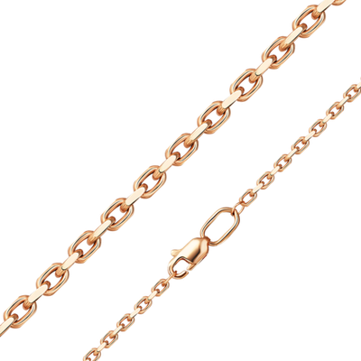 Цепь из красного золота (плетение «Якорное» с плоскими алмазными гранями)